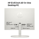 HP 2022 All-in-One Desktop, 21.5" FHD Display, Intel Celeron J4025 Processor, 8GB RAM, 256GB PCIe SSD, Webcam, WiFi, HDMI, RJ-45, Wired Keyboard&Mouse, Windows 11 Home, White