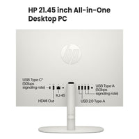 HP 2022 All-in-One Desktop, 21.5" FHD Display, Intel Celeron J4025 Processor, 8GB RAM, 256GB PCIe SSD, Webcam, WiFi, HDMI, RJ-45, Wired Keyboard&Mouse, Windows 11 Home, White
