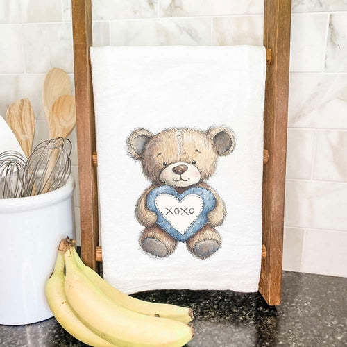 Denim Teddy Bear - Valentine's Day Cotton Tea Towel