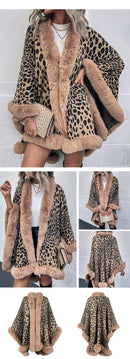 2022 Winter Thick Warm Poncho Fur Collar Cape Coat Women Vintage