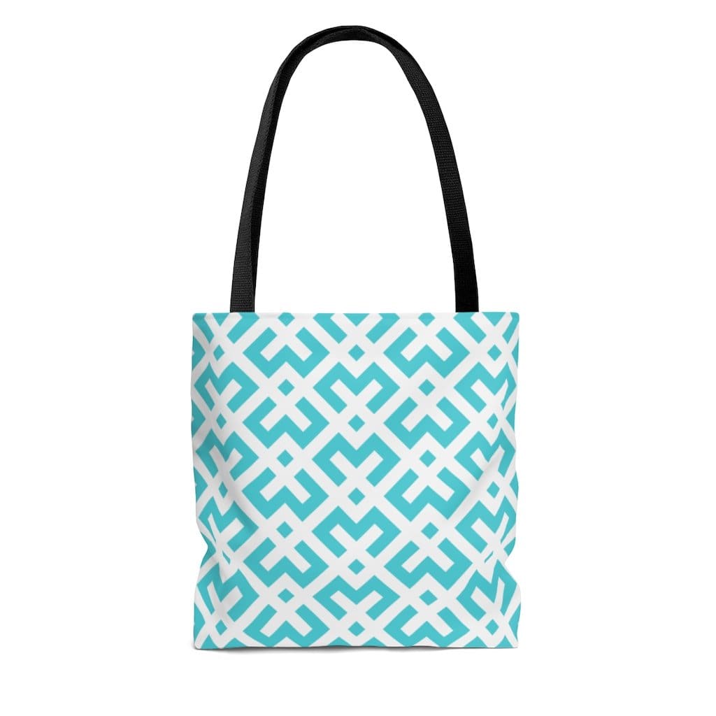 Canvas Tote Bag - Green and White Geometric Style Shoulder Bag