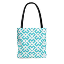 Canvas Tote Bag - Green and White Geometric Style Shoulder Bag