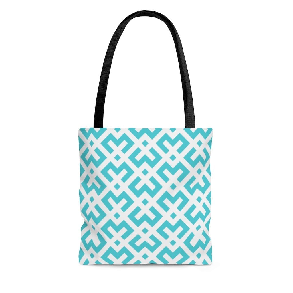 Canvas Tote Bag - Green and White Geometric Style Shoulder Bag