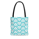 Canvas Tote Bag - Green and White Geometric Style Shoulder Bag