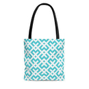 Canvas Tote Bag - Green and White Geometric Style Shoulder Bag