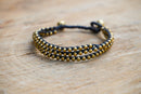 Golden Triple Strand Boho Brass Bracelet, Hippie Bracelet