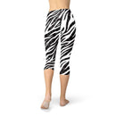 Womens Zebra Stripes Capri Leggings