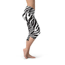 Womens Zebra Stripes Capri Leggings