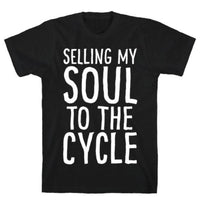 SELLING MY SOUL TO THE CYCLE PARODY WHITE PRINT T-SHIRT
