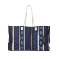 Weekender Tote Bag - Dark Blue Aztec Print