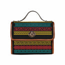 Women’s Handbag - Canvas Top Handle Shoulder Bag - Black / Geometric